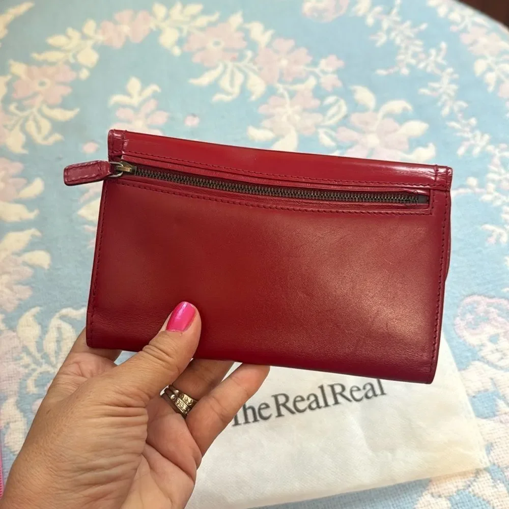 VTG *Christian Dior* AUTHENTIC Saddle Flap Red 2-Way French Wallet Clutch